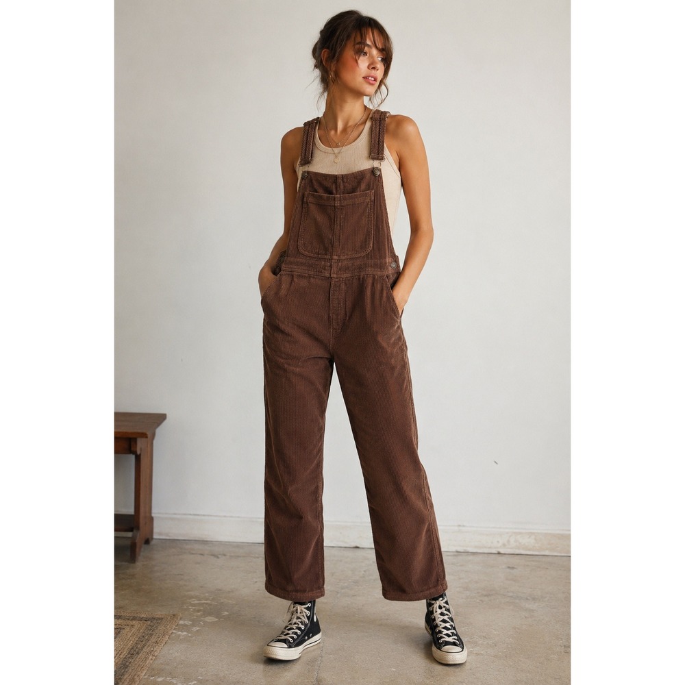 Rhythm Corduroy Overalls Size M Brown Cotton Bib Jumpsuit Gorpcore Cottagecore